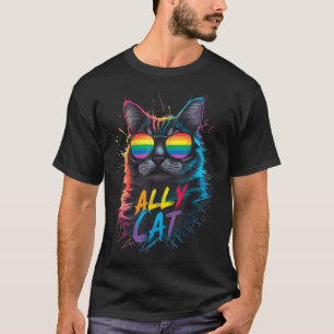 Camiseta Gato Aliado Lgbt Seja Gentil Arco-íris Gay Diverti