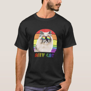 Camiseta Gato Aliado Lgbtq Bandeira Gay Pride Arco-íris Lgb