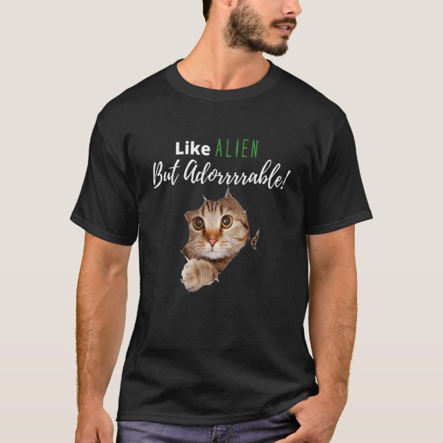 Camiseta Gato Alien Kitten Adorável Gatinho Pessoa Piada (Frente)