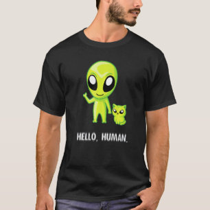 Camiseta Gato Alien Olá Humano Ufo Gatinho