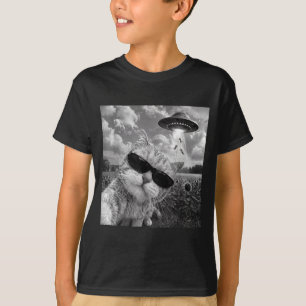 Camiseta Gato Alien Selfie OVNI Homens Mulheres Gráfico Gat