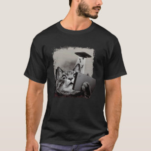 Camiseta Gato Alien UFO Selfie Gatinho