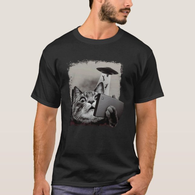 Camiseta Gato Alien UFO Selfie Gatinho (Frente)