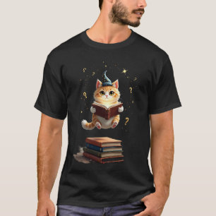 Camiseta Gato Amante de Livros Cósmicos Lendo no Espaço