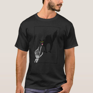 Camiseta Gato Amante de Preto Esqueleto Mão, Gatinho Fofo D