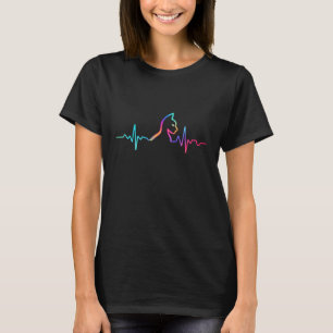 Camiseta Gato Amante do Batimento Cardíaco Silhueta Animal 