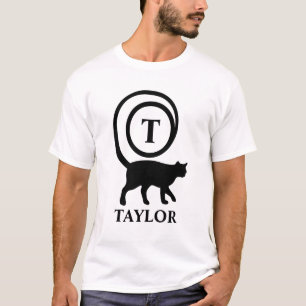 Camiseta Gato Amante do Inicial do Nome Monograma Branco e 