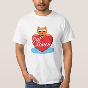 Camiseta Gato Amante Laranja Desenho Gato com Coração Verme