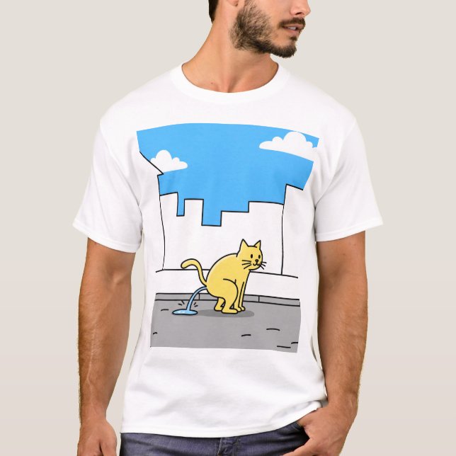 Camiseta Gato Amarelo, Pera de Pera Sidewalk Resíduos de Pe (Frente)