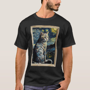 Camiseta Gato American Shorthair na Noite Estrelada de Van 