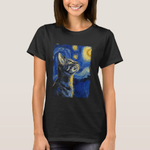 Camiseta Gato American Shorthair Pintura Noite Estrelada