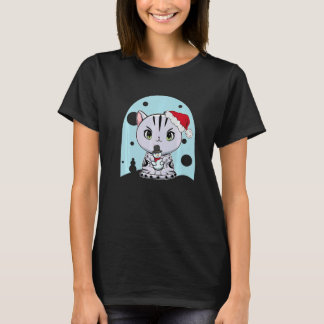 Camiseta Gato americano de pelo curto fofo natal neve
