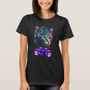 Camiseta Gato Americano de Pelo Curto Jogador de Jogos Víde