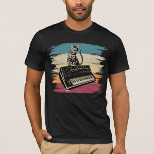 Camiseta Gato Analógico de Música Eletrônica do Synthesi