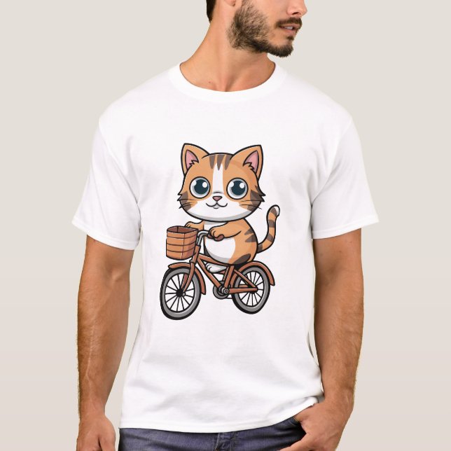 Camiseta Gato andando de bicicleta (Frente)
