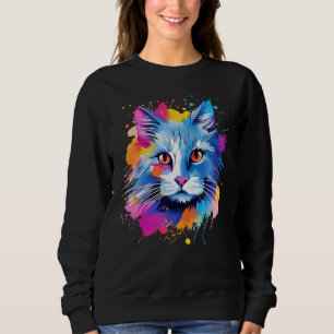 Camiseta Gato Angora Turco de Cara Colorida Splash