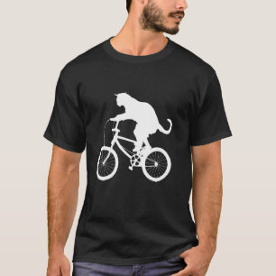 Camiseta Gato Animal de Estimação Silhueta de Ciclismo Bici