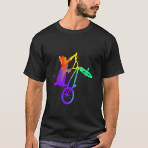 Camiseta Gato Animal de Estimação Silhueta de Ciclismo Bici