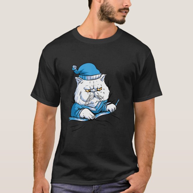 Camiseta Gato Animal Dormindo Para Casa Noite De Pajama (Frente)