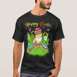 Camiseta Gato Animal Páscoa Floral Ovo Páscoa Engraçada De