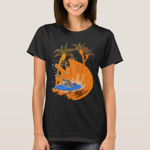 Camiseta Gato Animal Surfista Divertido Prancha de Surf Oce