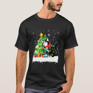 Camiseta Gato Animal Vestindo Chapéu de Árvore de Natal Cla
