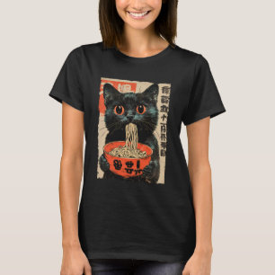 Camiseta Gato Anime Kawaii Ramen Gato Japonês Manga Longa