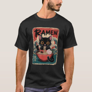 Camiseta Gato Anime Ramen Kawaii Fofo Japonês Gato Engraçad