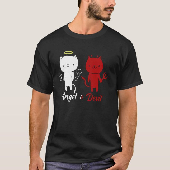 Camiseta Gato Anjo e Diabo Design (Frente)