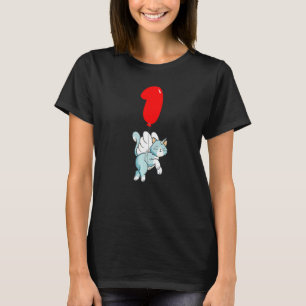 Camiseta Gato Anjo Fofo Aniversário de 1 Ano Festa de Balõe