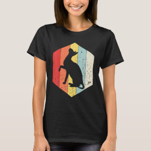 Camiseta Gato Antigo Silhueta de Gatinho Fofo Gato dos Anos