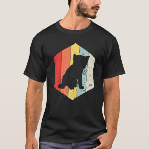 Camiseta Gato Antigo Silhueta de Gatinho Retro 60 70