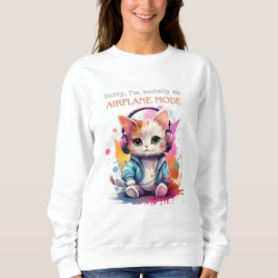 Camiseta Gato Antisocial Bonito, Camisola Branca