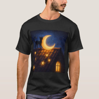 Camiseta Gato ao Luar no Telhado Estrelado