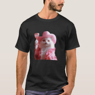 Camiseta Gato Aplaudindo Com Estilo Em Traje Rosa