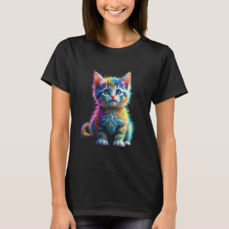 Camiseta Gato Aquarela Colorida Gato pelo colorido gatinho 