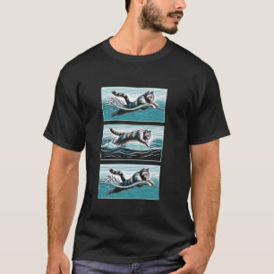 Camiseta Gato Aquático Golpes Gato Natação Treinador Nadado