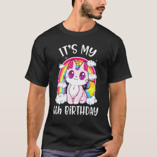 Camiseta Gato Arco-íris 6 Anos É Meu 6º Aniversário Feliz