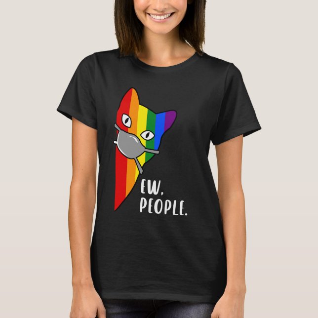 Camiseta Gato Arco-Íris com Máscara Pessoas Ew Engraçadas O (Frente)