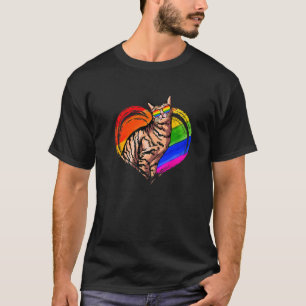 Camiseta Gato Arco-íris Coração Animal Gay Lésbica Orgulho