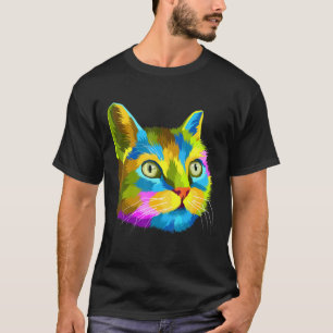 Camiseta Gato Arco-Íris Cortado
