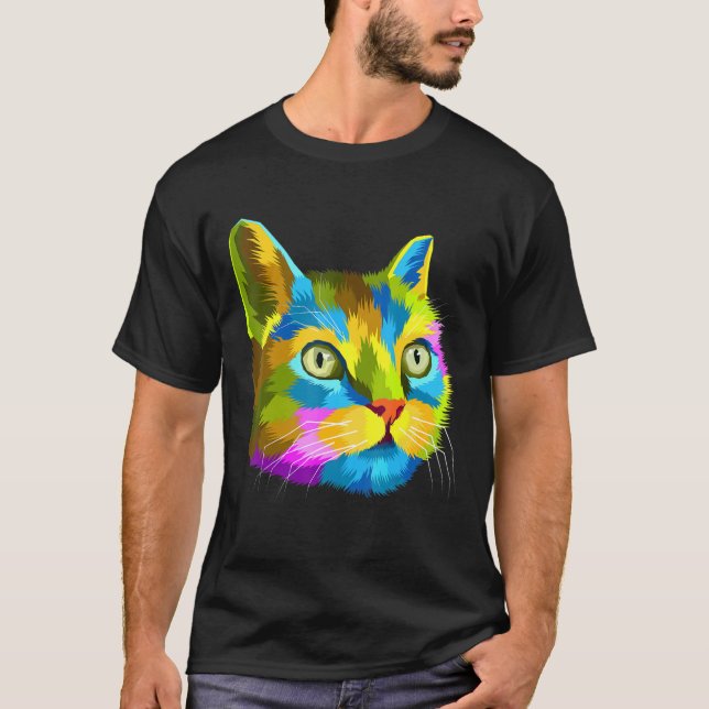Camiseta Gato Arco-Íris Cortado (Frente)