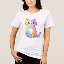 Camiseta Gato Arco-íris Fofo
