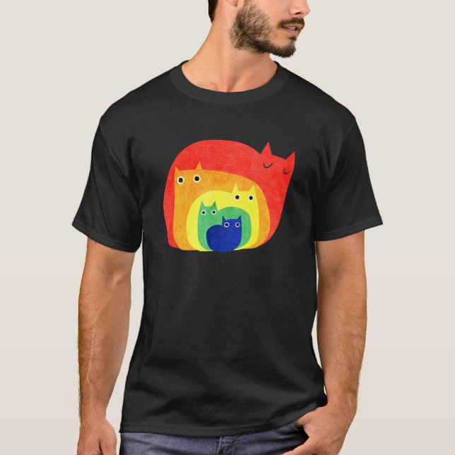 Camiseta Gato Arco-Íris    LoverArco-Íris Gatos 1 (Frente)