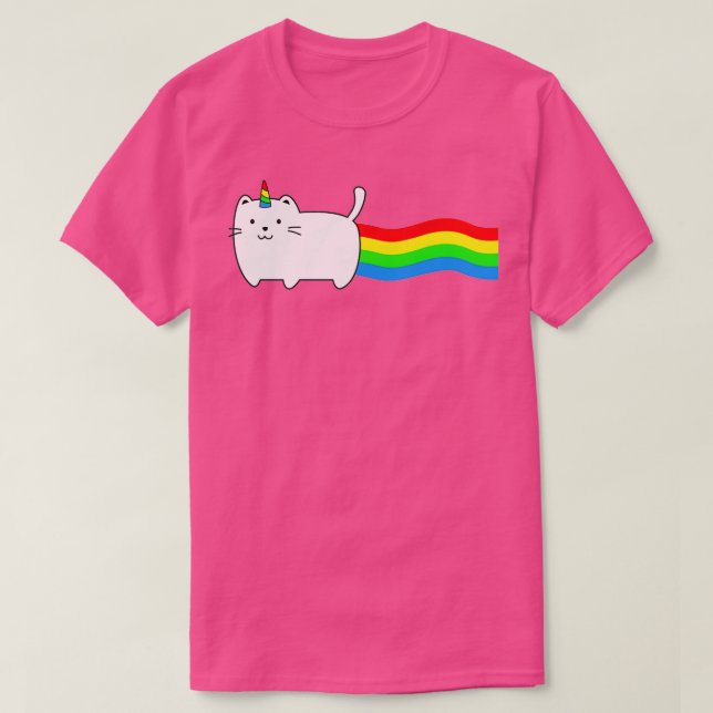 Camiseta Gato arco-íris mais um unicórnio (Frente do Design)