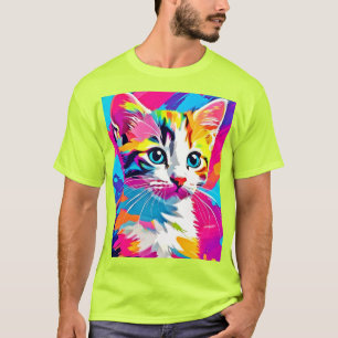 Camiseta Gato Arco-Íris: Retrato Vívido