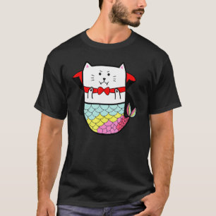 Camiseta Gato Arco-Íris Sereia Halloween Vampiro Drácula Fo