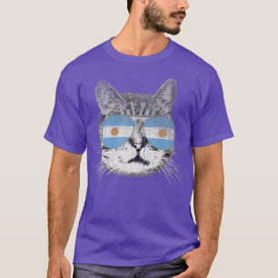 Camiseta Gato Argentina Bandeira País Retro Homens Engraçad