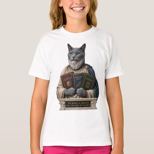 Camiseta Gato Aristóteles Azul Russo (Frente)