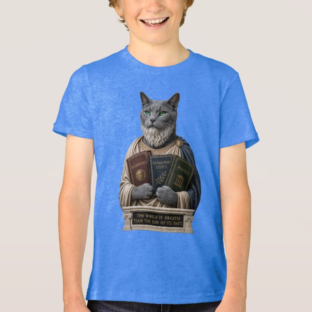 Camiseta Gato Aristóteles Azul Russo (Frente)